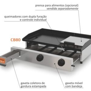 Plancha a gás 80cm 3Q Compact Tostado Brasil